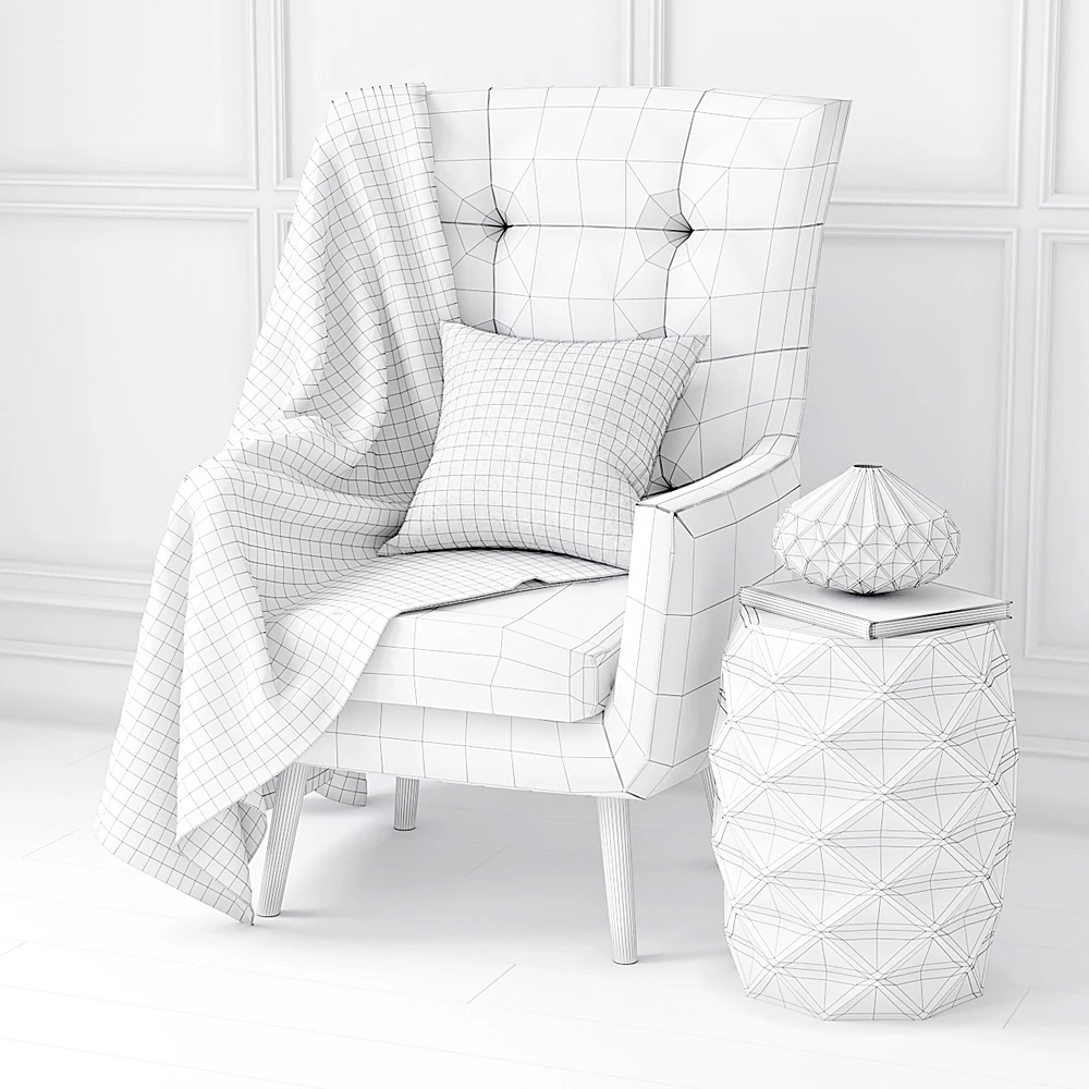 Wingback Armchair with Button Tufting (2)
