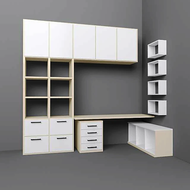 Children's Furniture Set with Modern Wood and White Design
