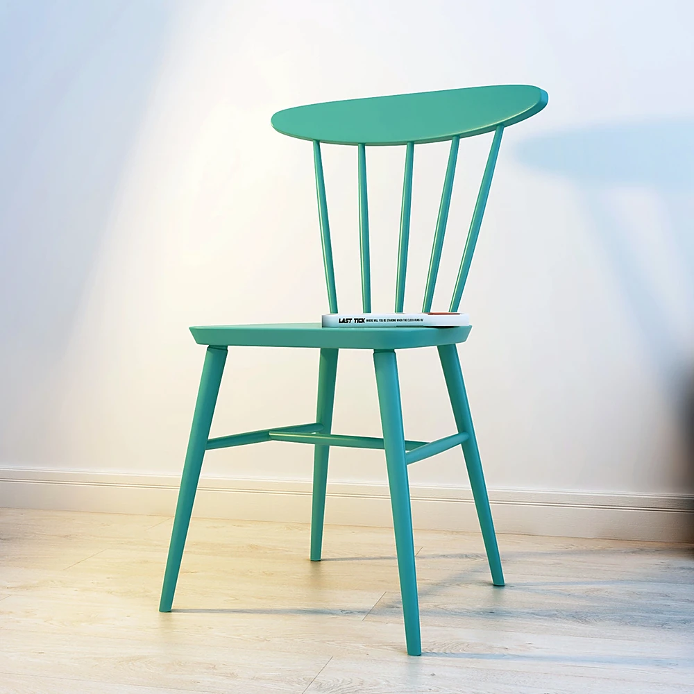 Teal Scandinavian Spindle-Back Chair