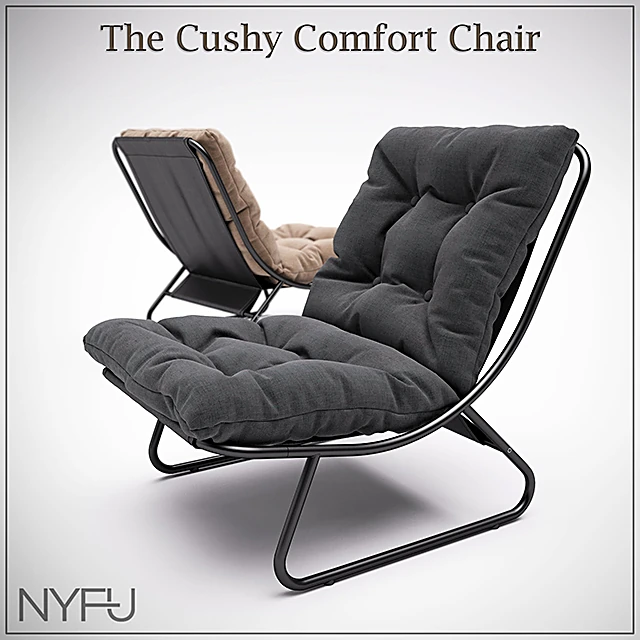 Armchair with Tufted Fabric Cushions