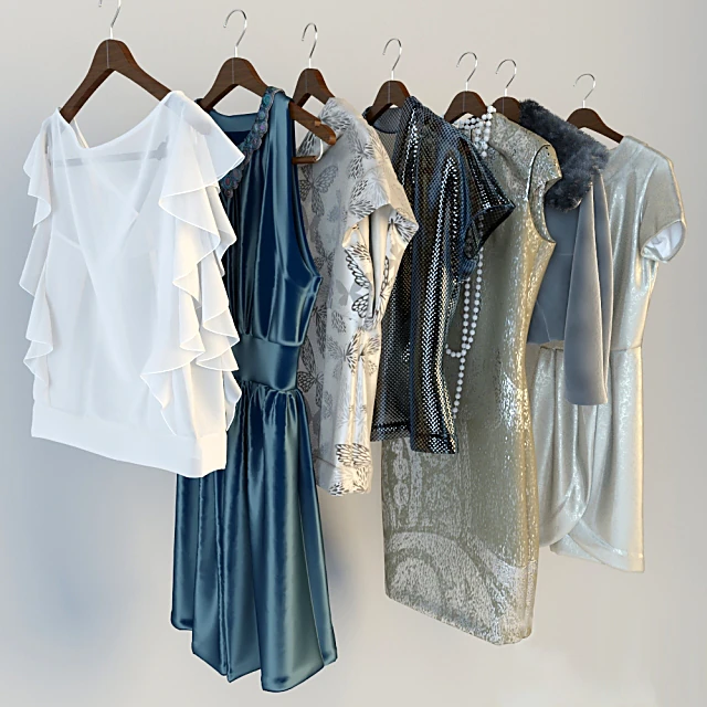 Clothing Set on Hangers with Diverse Garments