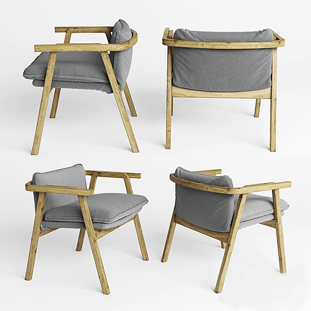 Scandinavian Armchair with Wooden Frame