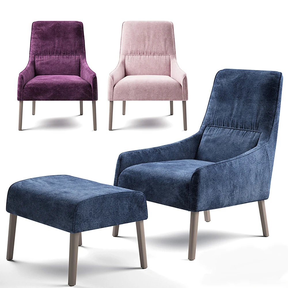 Modern Fabric Armchair and Footstool Set