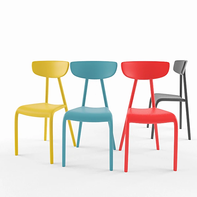 Modern Plastic Chair with Curved Backrest