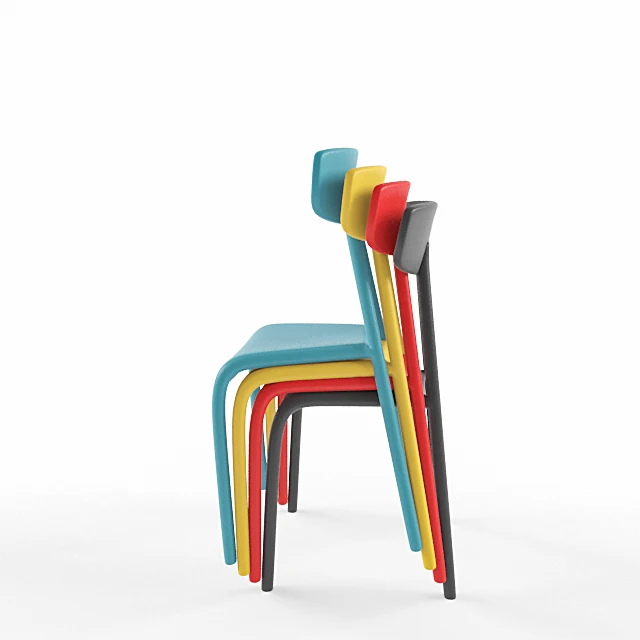 Modern Plastic Chair with Curved Backrest (2)