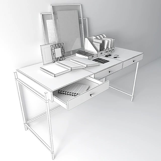 Modern Desk with Gold Metal Legs (3)