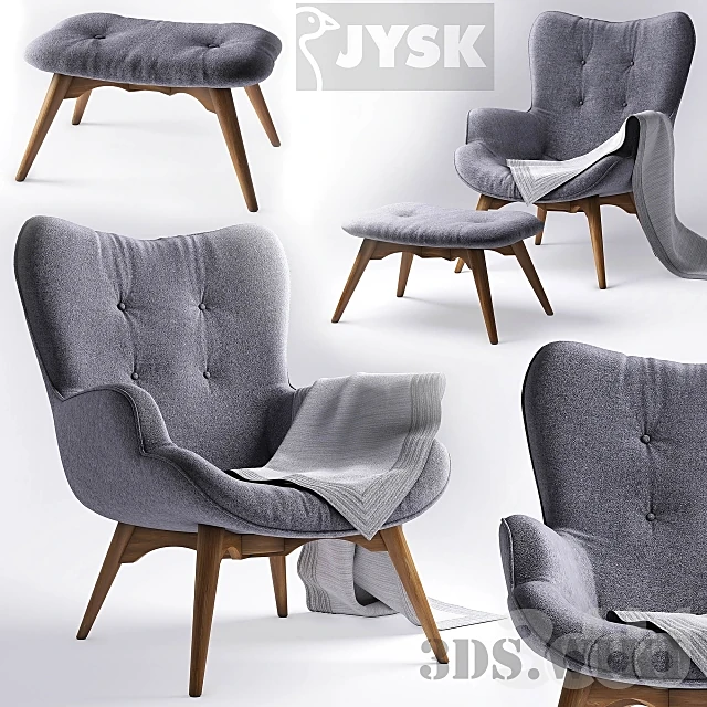 Armchair with pouf EJERSLEV by JYSK