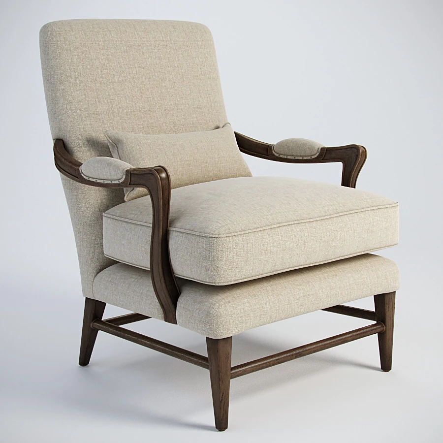 Classic Armchair with Exposed Wood Frame