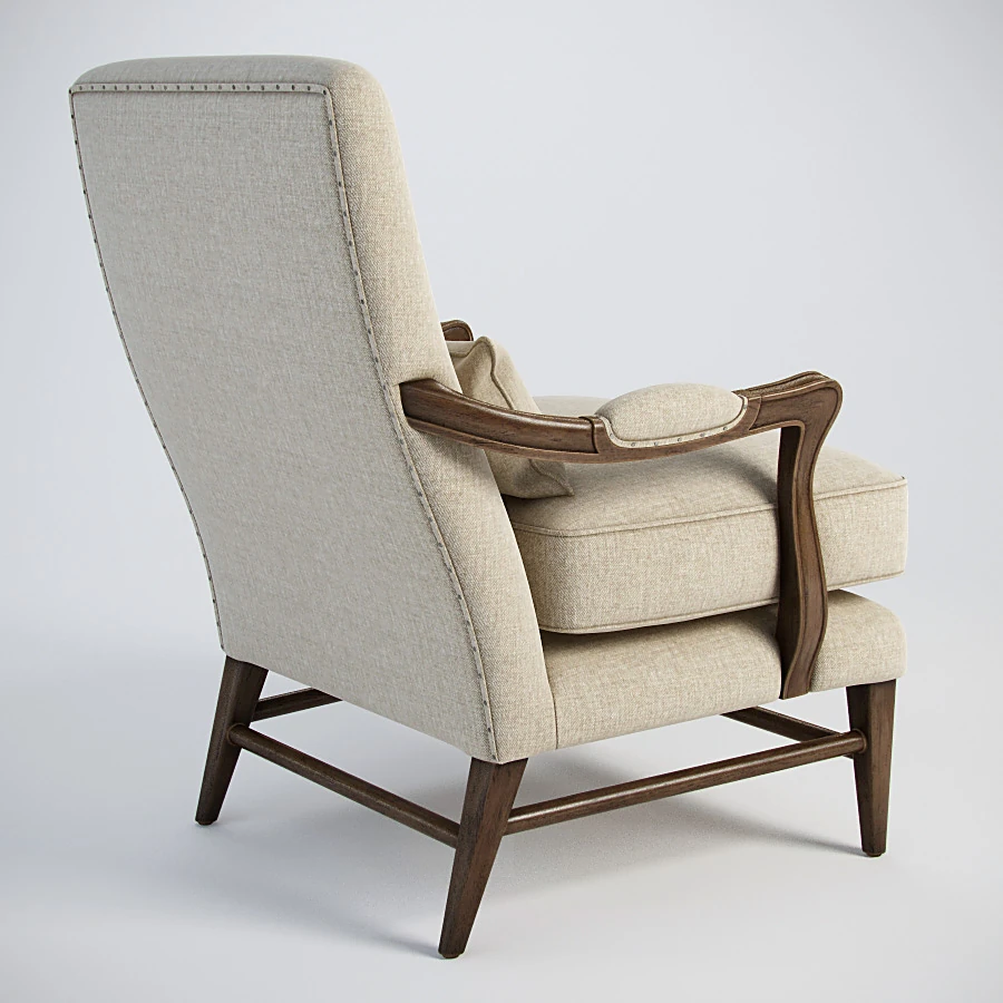 Classic Armchair with Exposed Wood Frame (2)