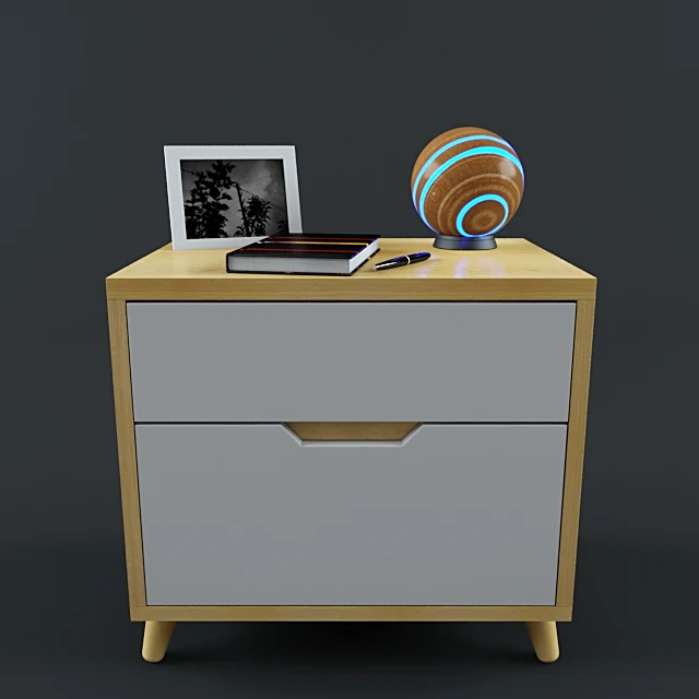 Comodino Moderno con Cassetti Grigi