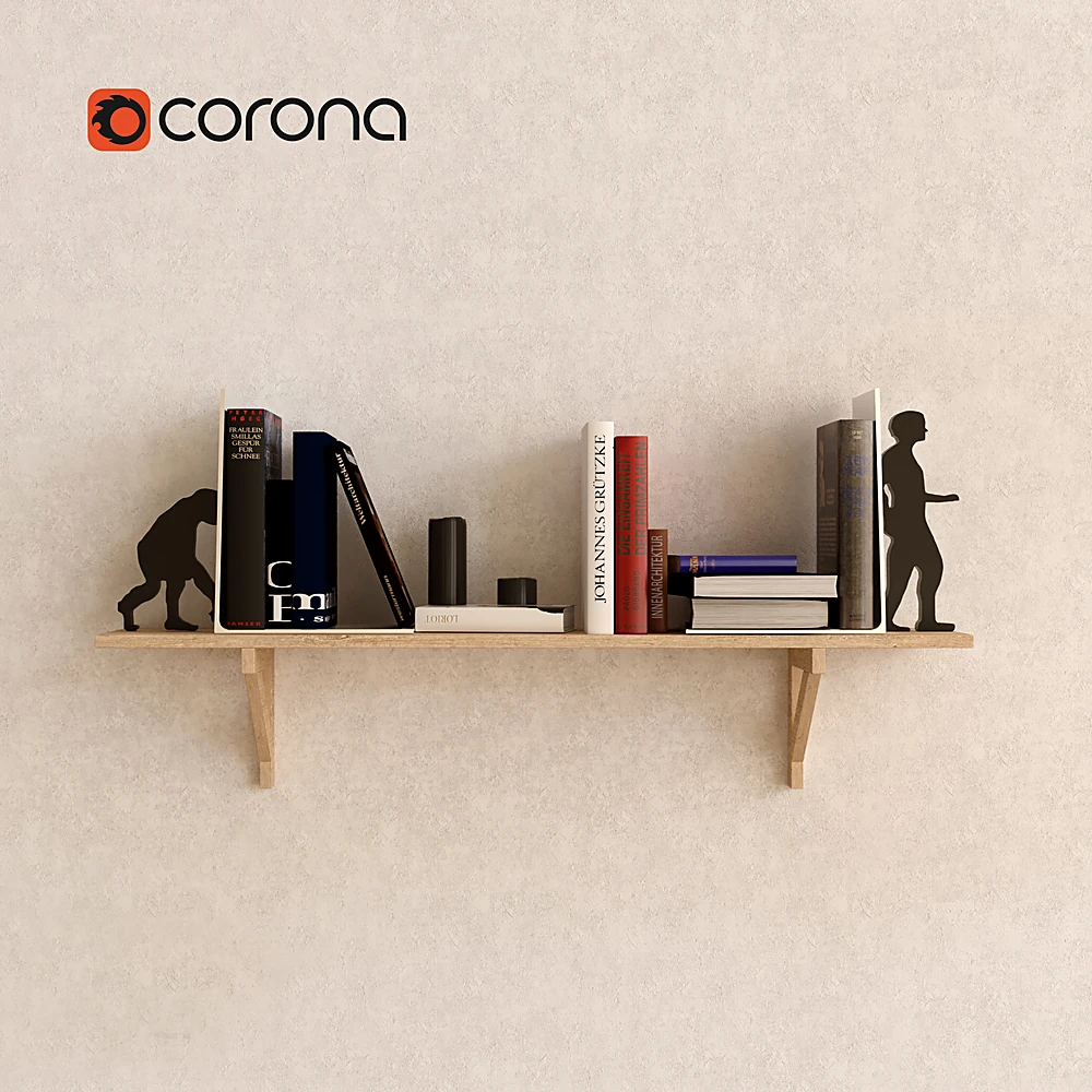 Wall Shelf with Books and Bookends
