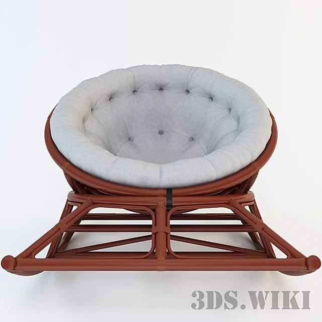 Papasan Rocking Armchair with Rattan Frame and Tufted Cushion (2)