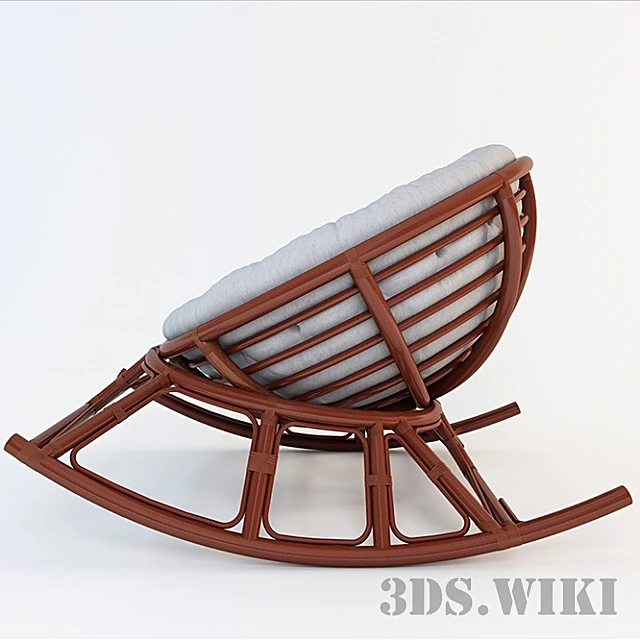Papasan Rocking Armchair with Rattan Frame and Tufted Cushion (3)