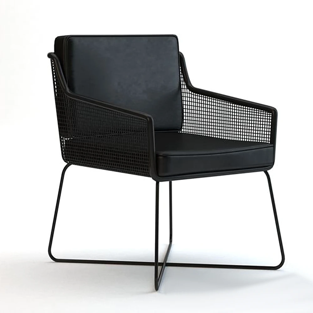 Armchair with Black Perforated Metal Frame