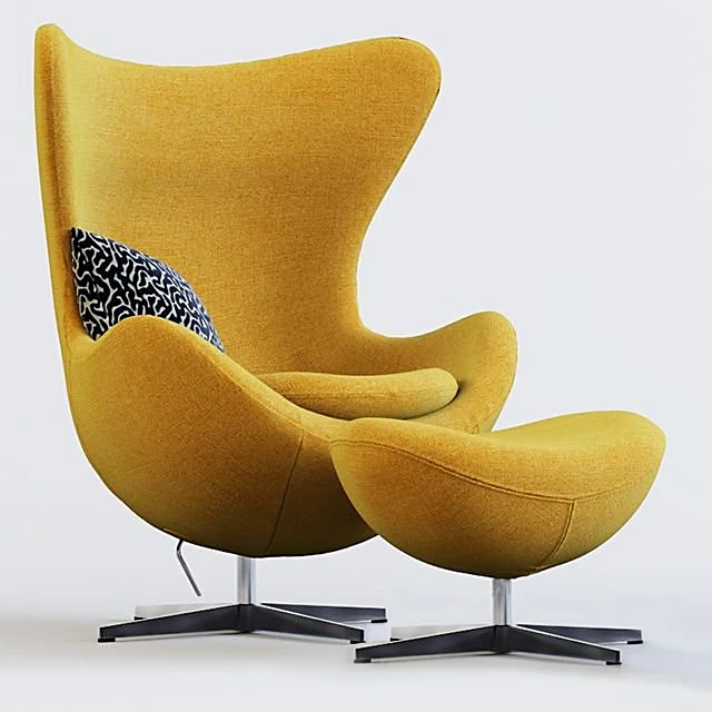 Armchair and Pouf Set Egg Chair by Fritz Hansen