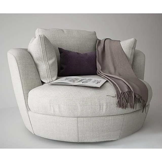 Modern Fabric Round Armchair