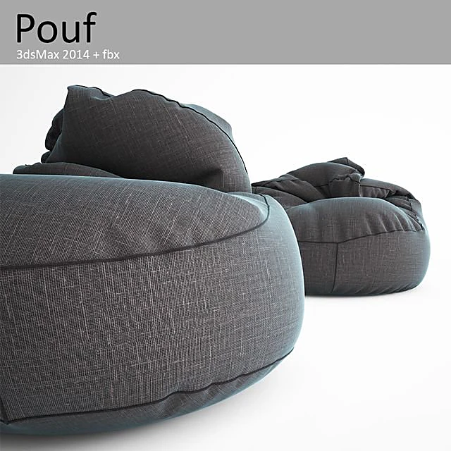 Modern Fabric Poufs with Textured Upholstery