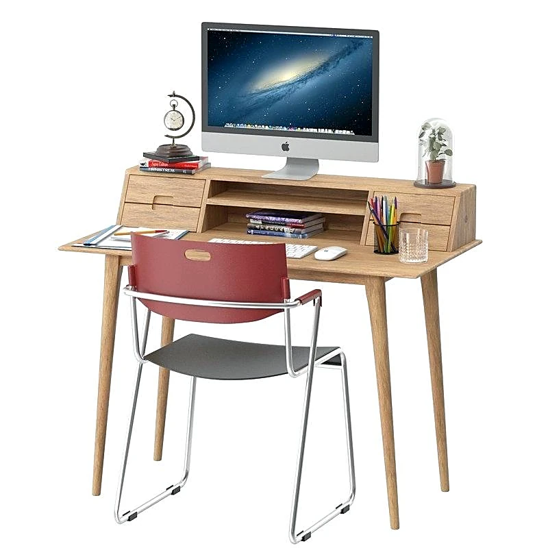 Scandinavian Writing Desk with Storage Hutch