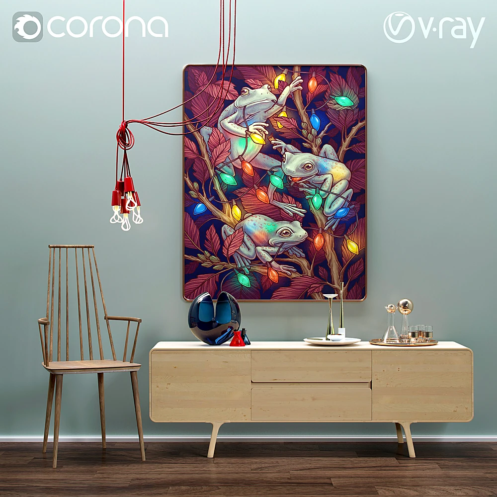 Decorative Set with Modern Glass and Metal Elements