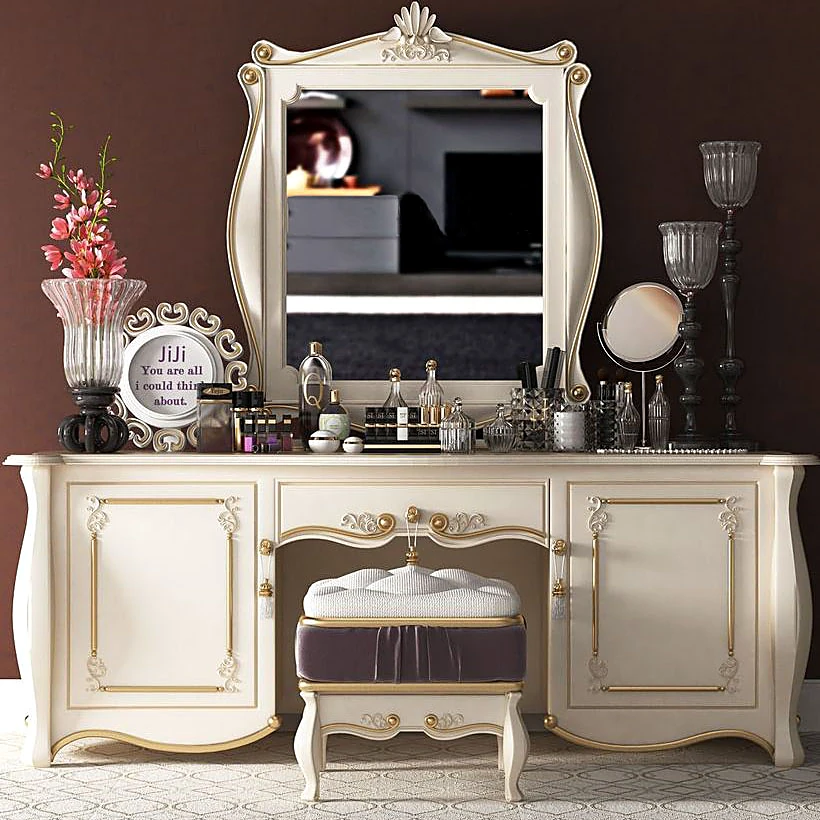 Classic Ornate Dressing Table with Mirror