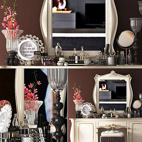 Classic Ornate Dressing Table with Mirror (2)