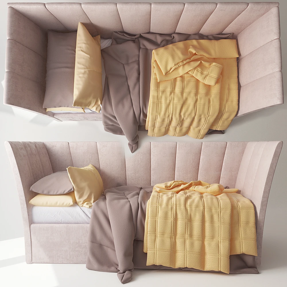 Upholstered Bed with Channel-Tufted Headboard