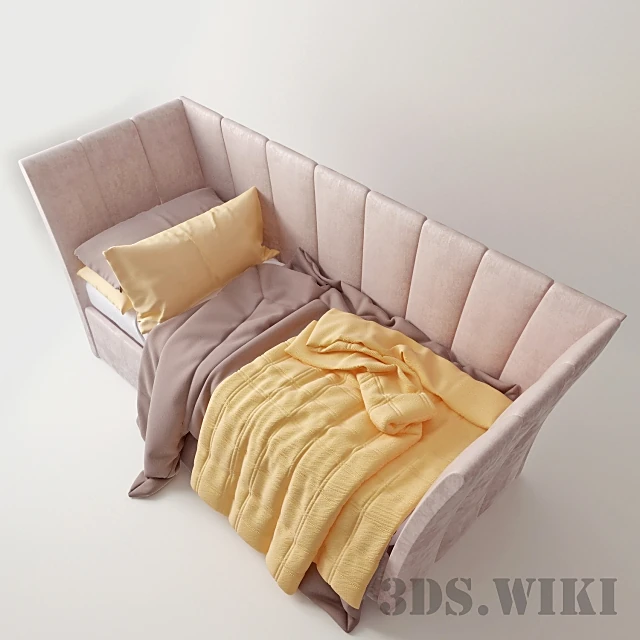 Upholstered Bed with Channel-Tufted Headboard (2)