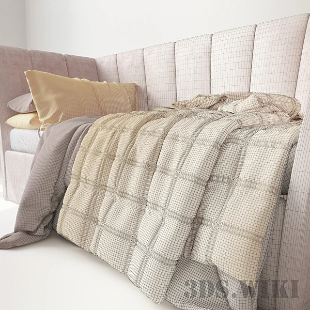 Upholstered Bed with Channel-Tufted Headboard (3)