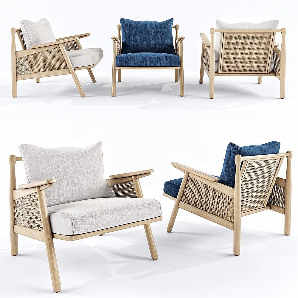 Armchair with Linen Cane Details