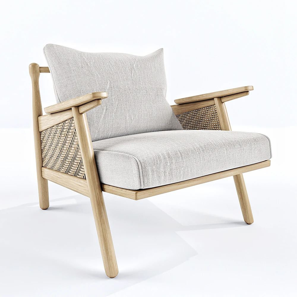 Armchair with Linen Cane Details (2)