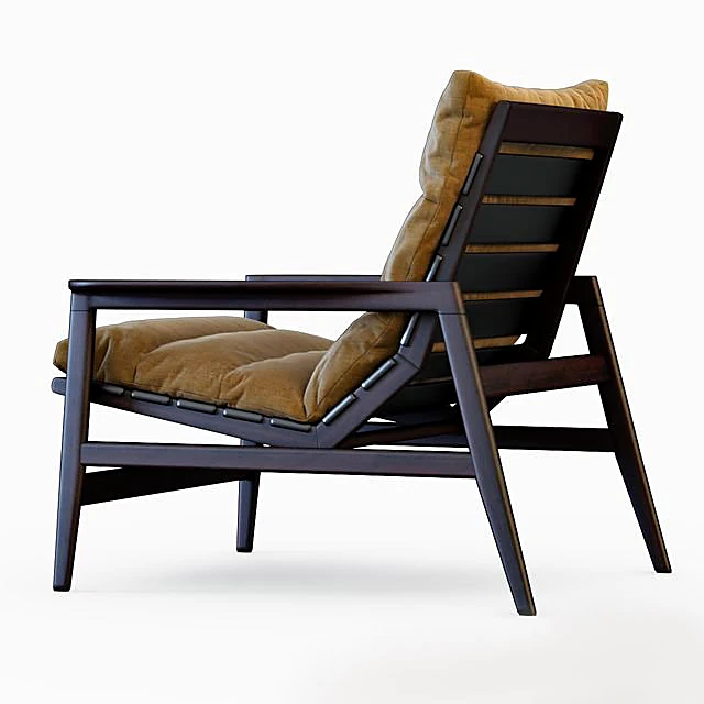 Armchair with Dark Wood Frame and Fabric Cushions (2)