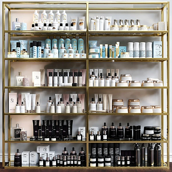 Premium Cosmetics Set with Gold Shelving