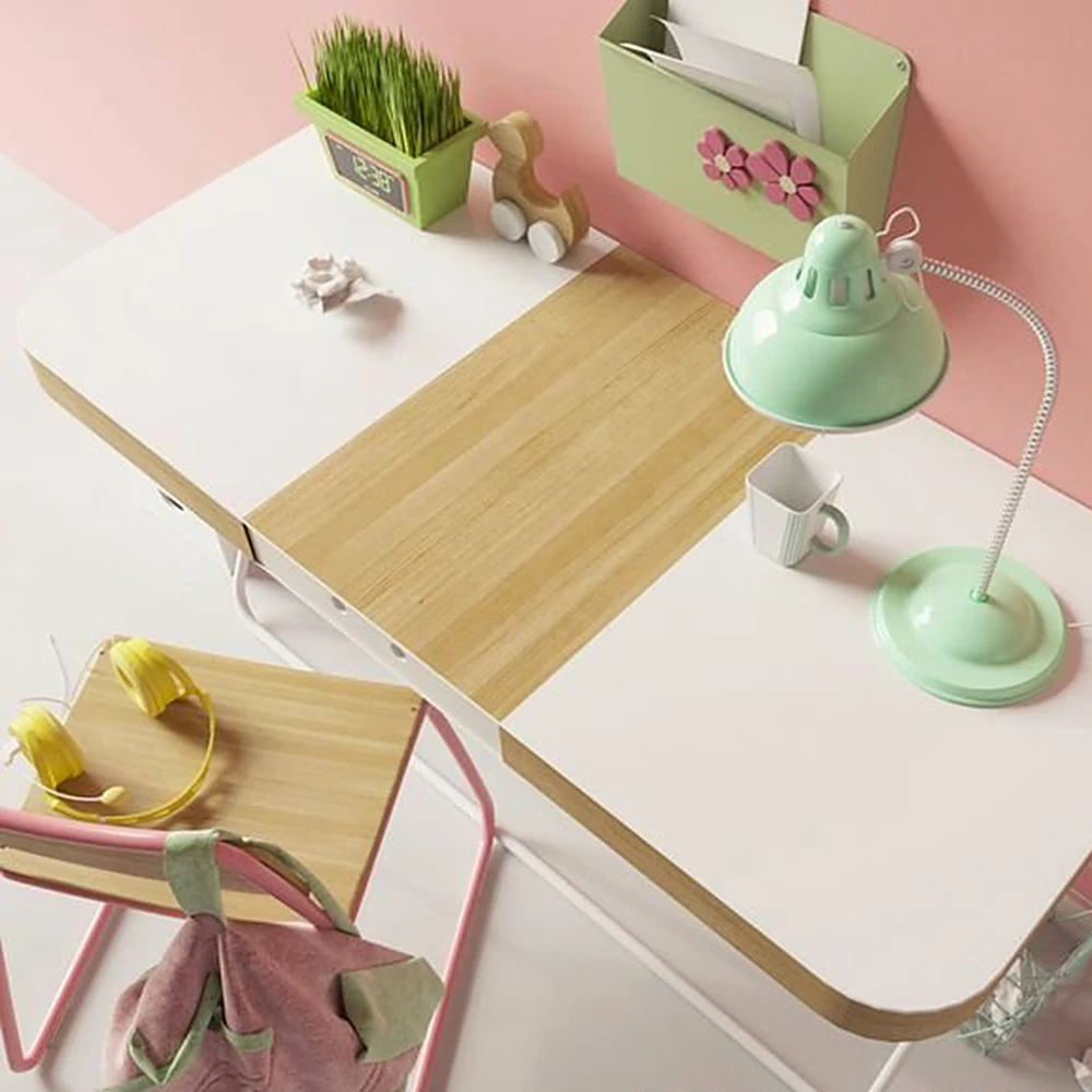 Desk and Chair Set with Green and Pink Accents (2)