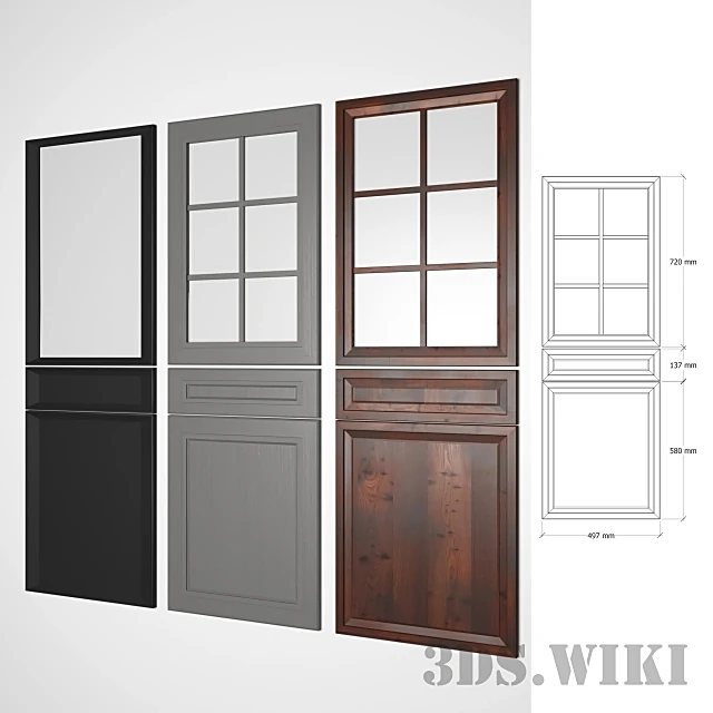 Kitchen Cabinet Fronts with Frosted Glass and Routed Details