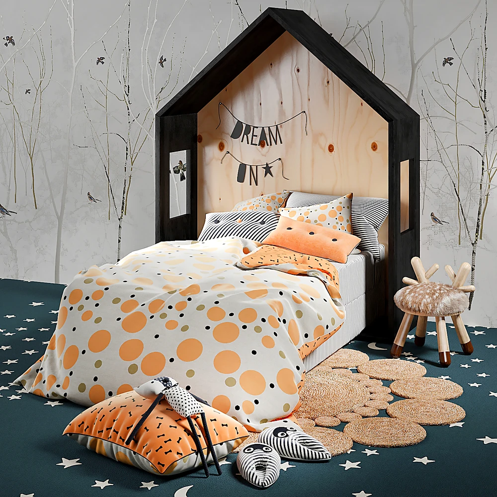 Bed with House Headboard