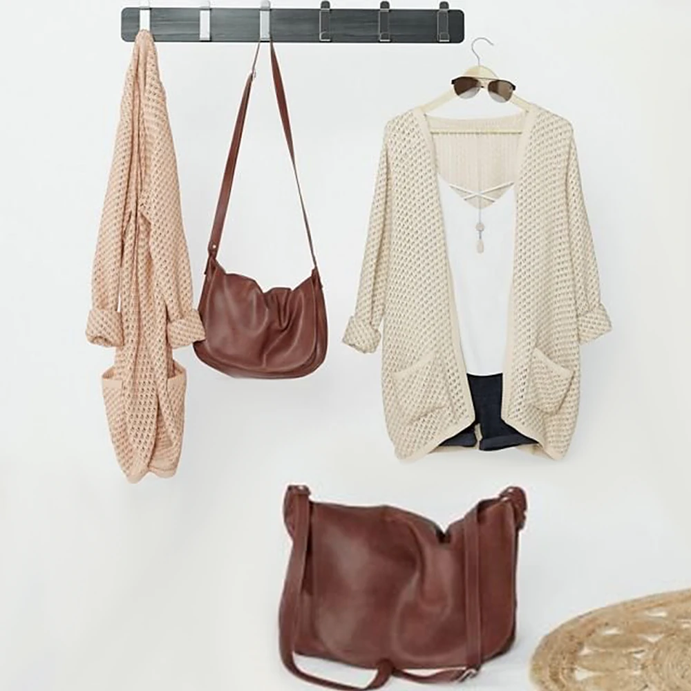 Outfit Set with Knitted Cardigans and Leather Bags