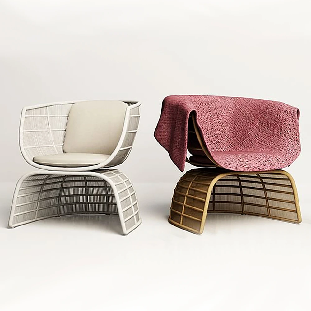 Modern Woven Rattan Armchair