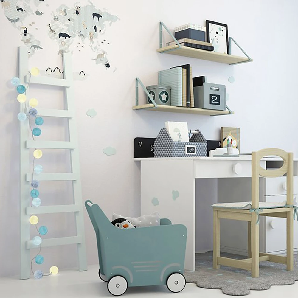 Children's Desk Set with Integrated Storage and Wooden Chair (3)