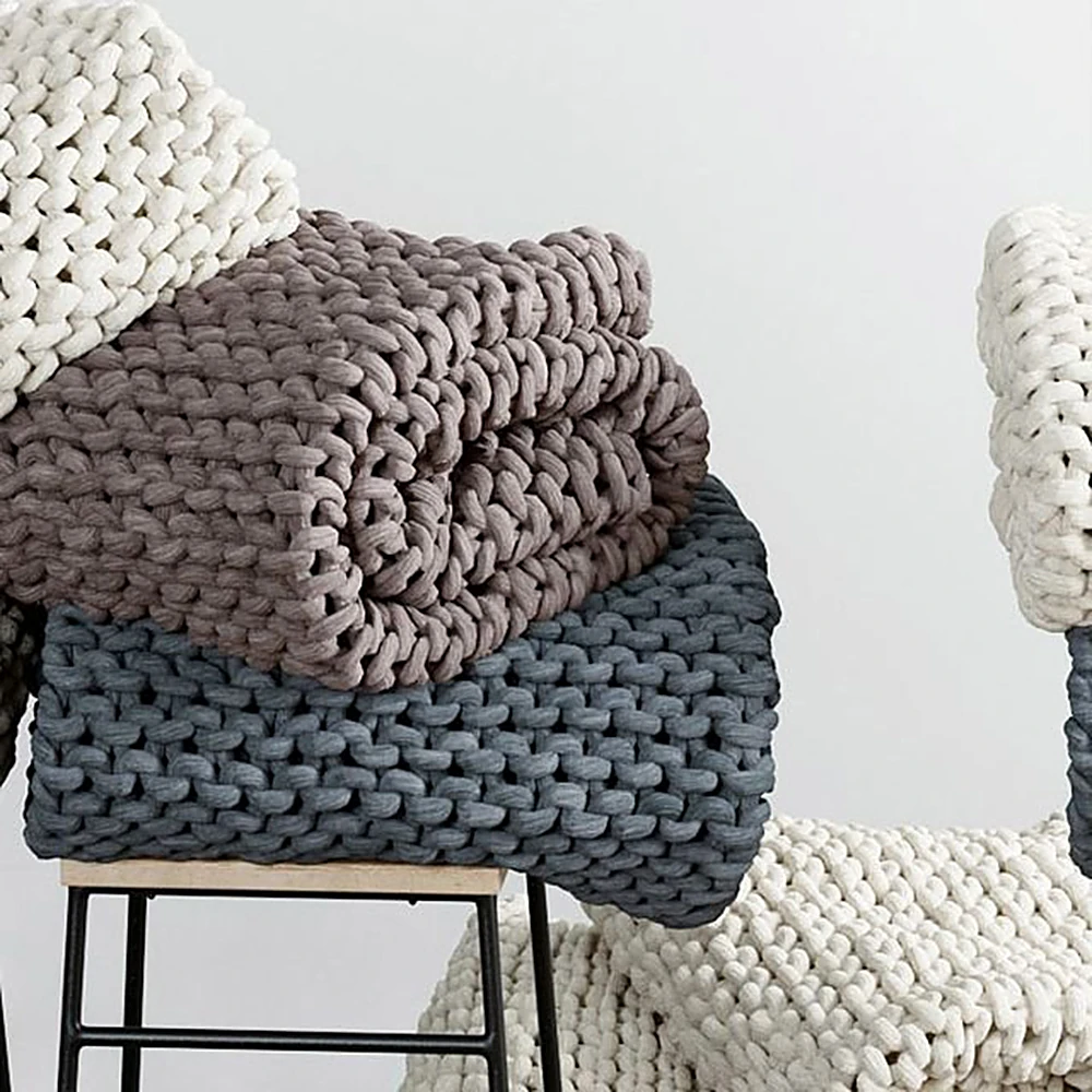 Knitted Hare Pouf with Chunky Knit Texture (3)