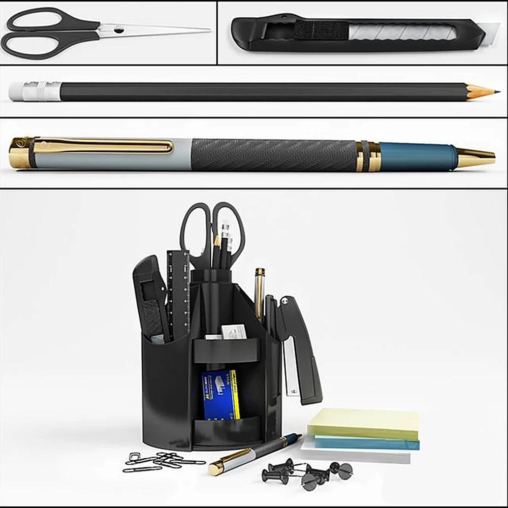 Stationery Organizer with Black Desk Accessories