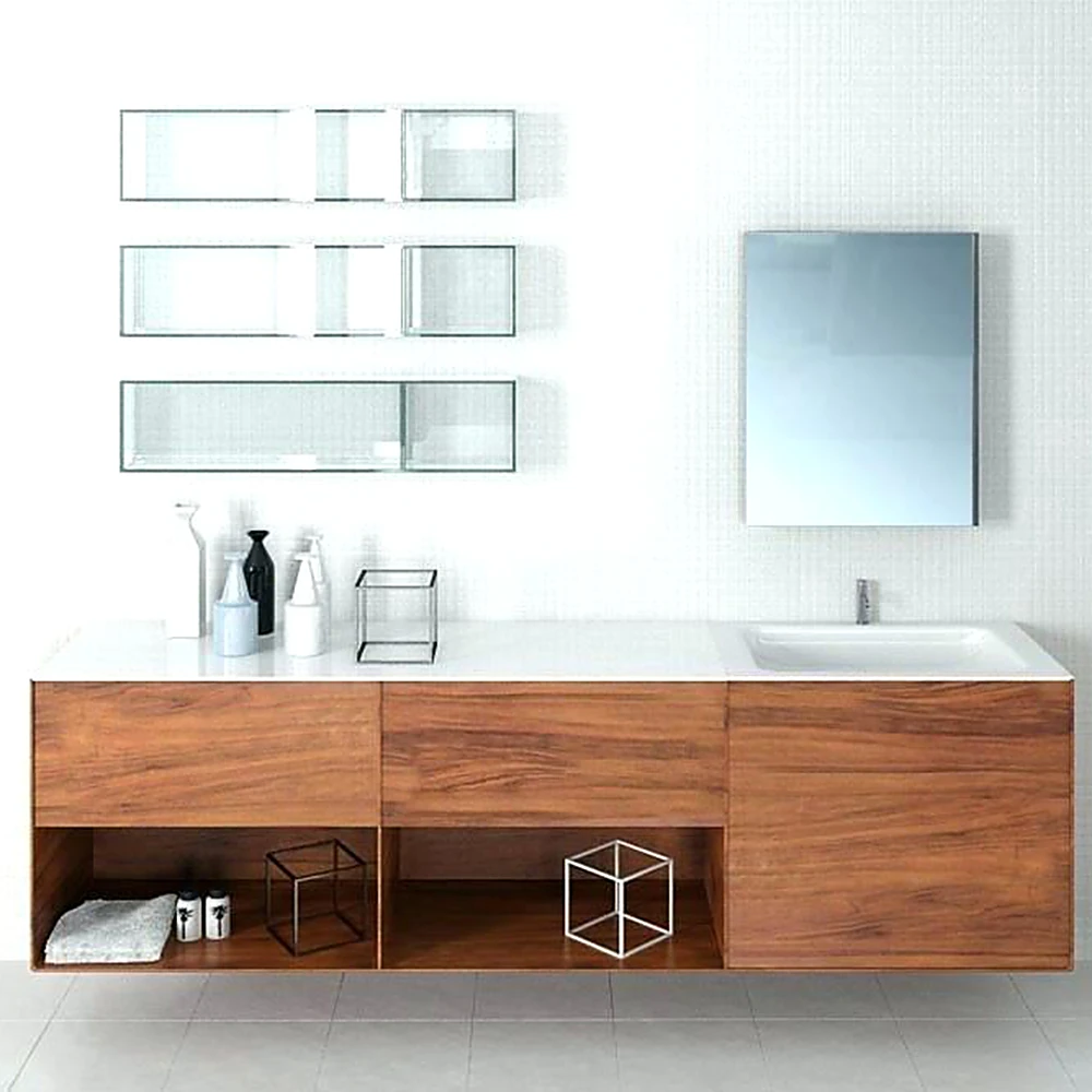 Modern Bathroom Vanity Unit with Glass Shelves