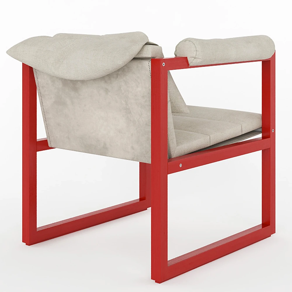 Modern Armchair with Red Metal Frame (2)