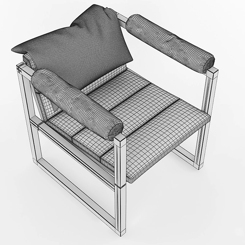 Modern Armchair with Red Metal Frame (3)