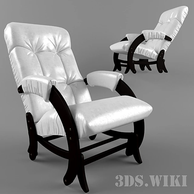 Rocking Chair with White Ecological Leather Upholstery