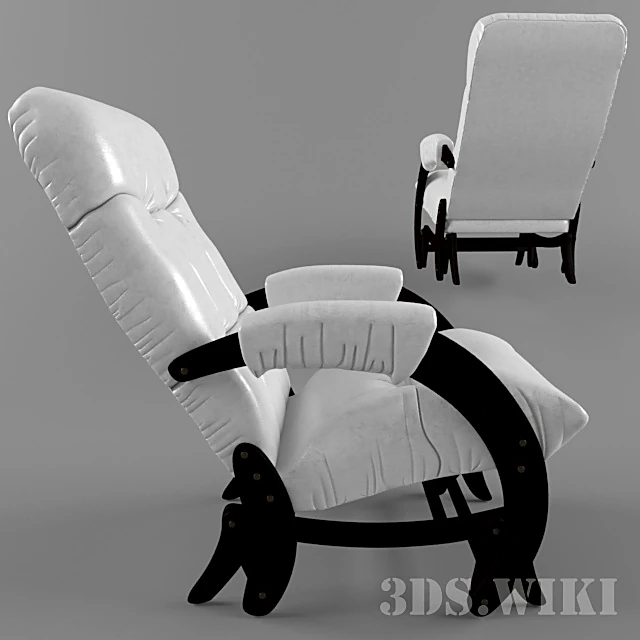 Rocking Chair with White Ecological Leather Upholstery (3)