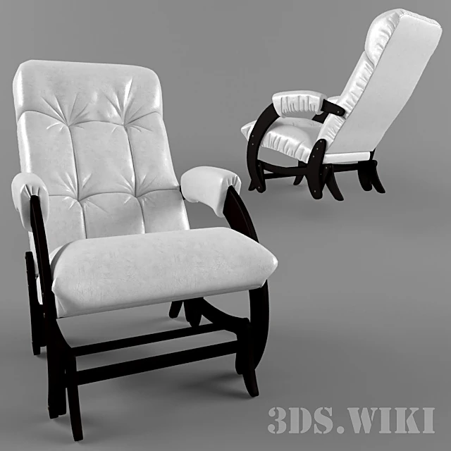 Rocking Chair with White Ecological Leather Upholstery (4)