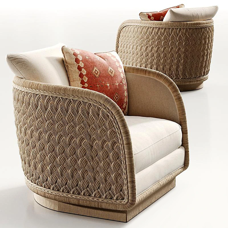 Swivel Lounge Armchair LAURA KIRAR COASTAL BRAIDED by McGuire