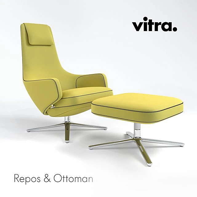 Armchair and Pouf Set Grand Repos by Vitra