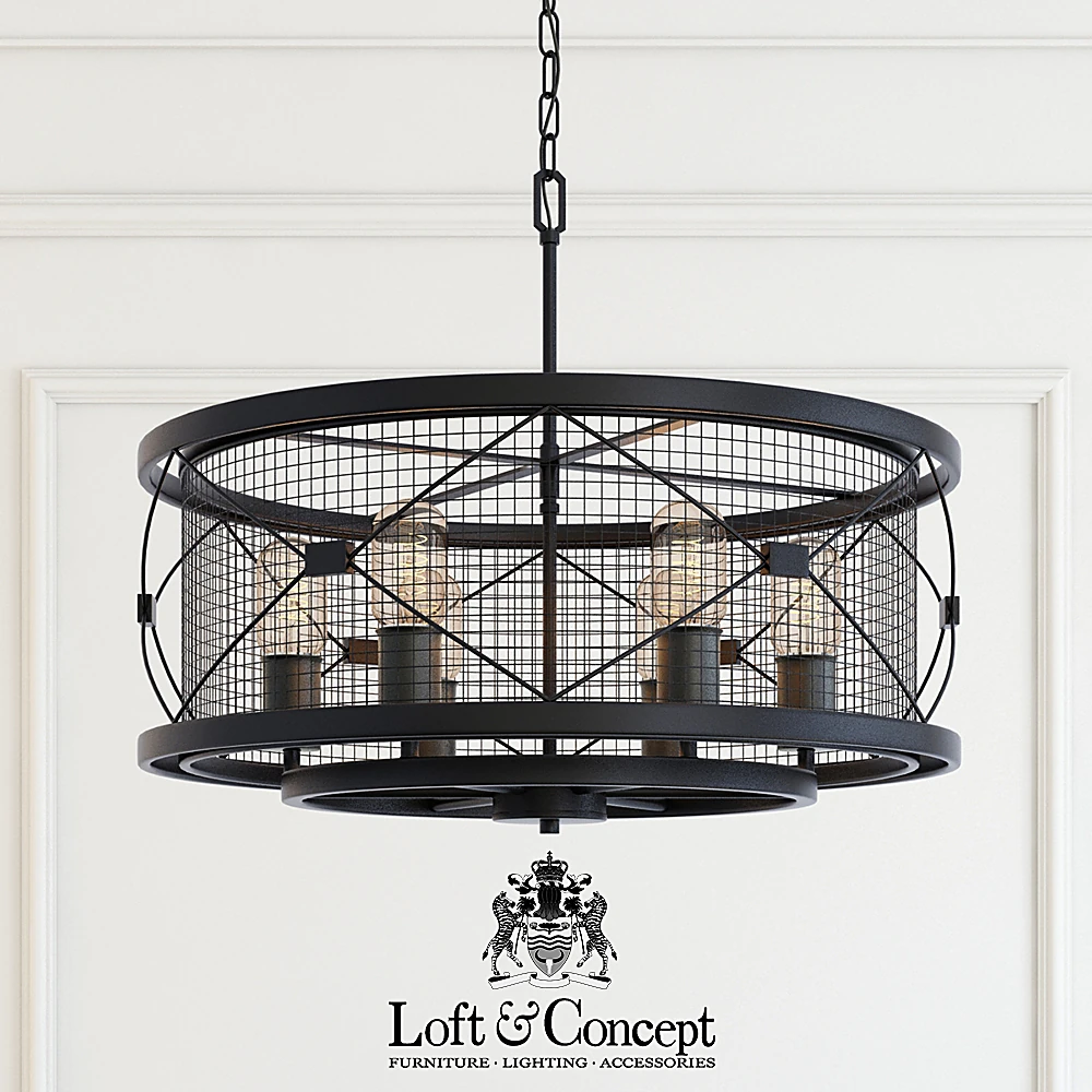 Industrial Black Metal Mesh Chandelier