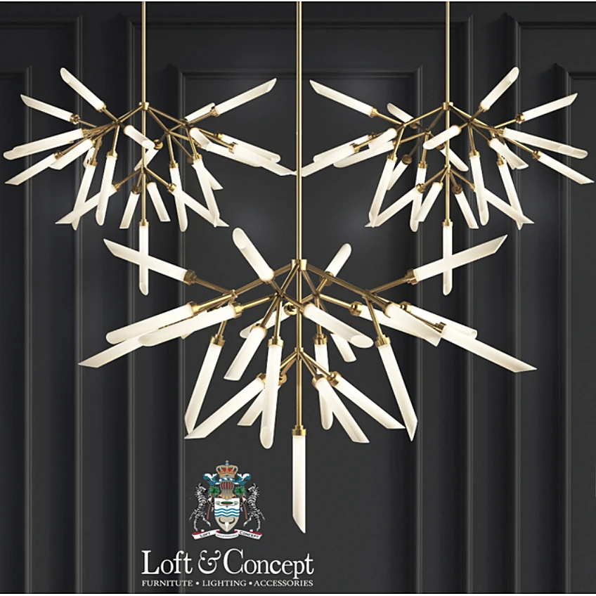 Sculptural Glass Spur Chandelier